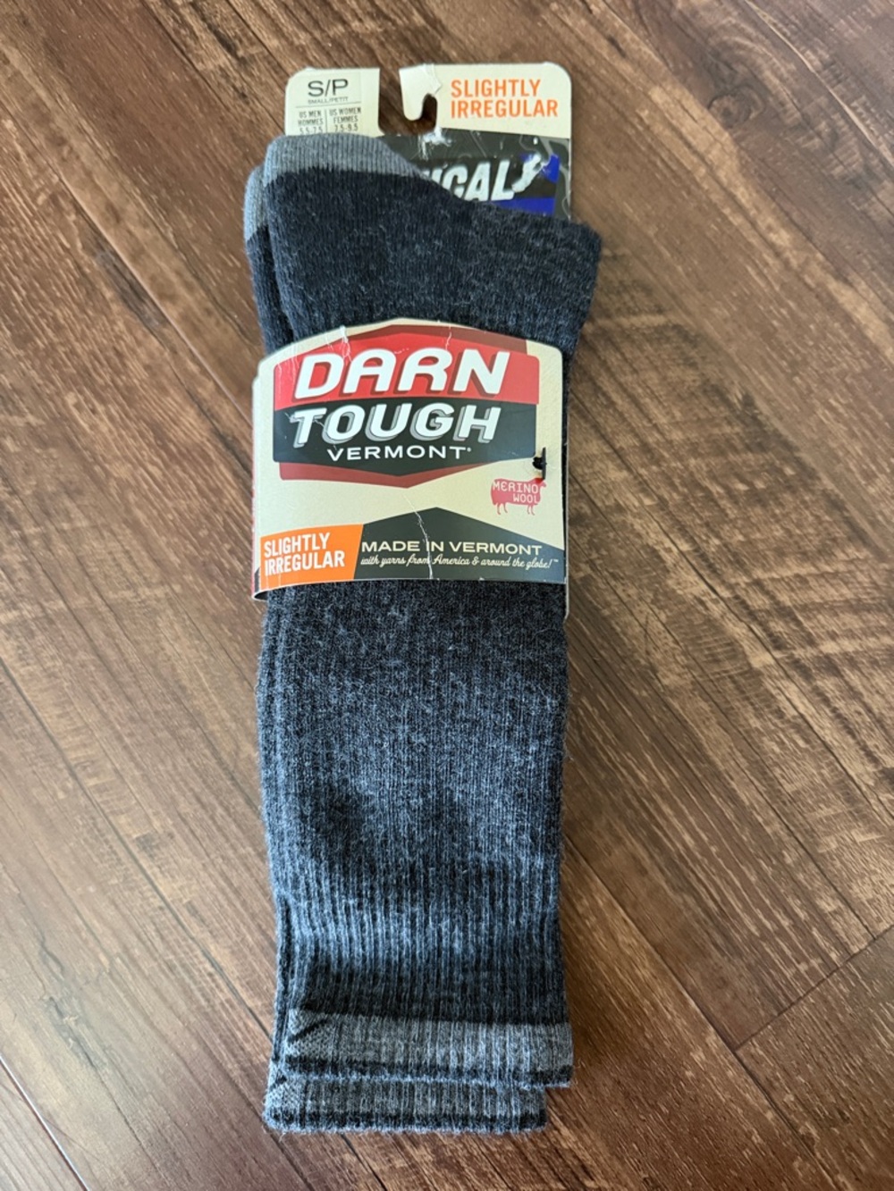 Darn Tough Men's Dark Gray Crew Socks - Merino Wool Blend Slightly Irregular